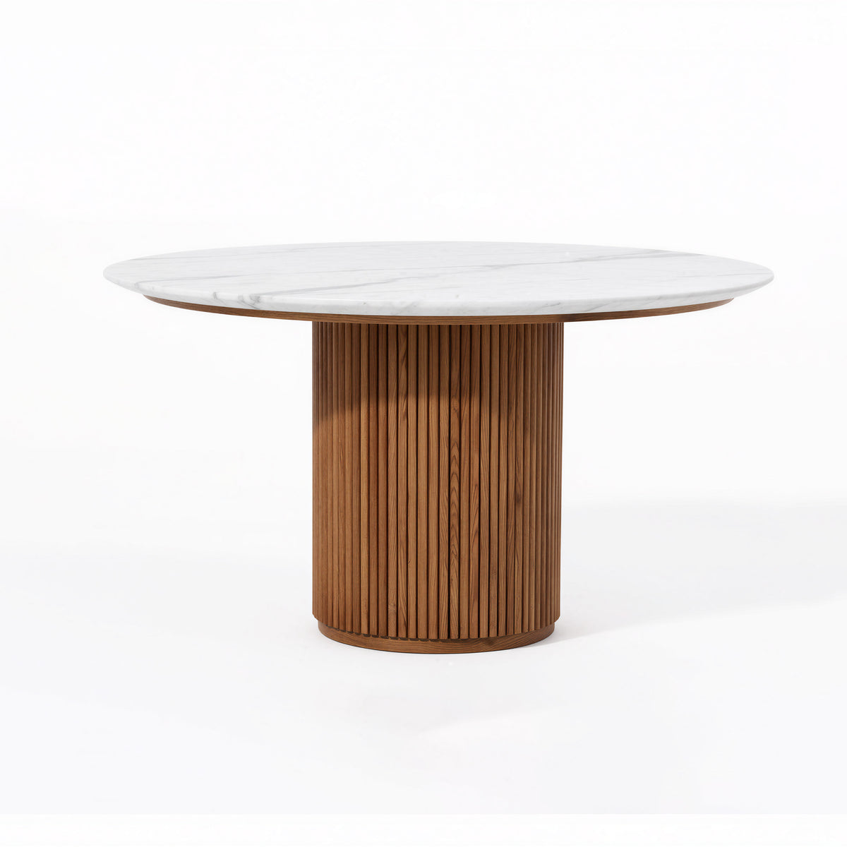 Fluted Solid Wood Pedestal Round Dining Table for Luxury Apartment MJ-CZ20