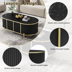 Modern Luxury Oval shaped Fluted Coffee Table