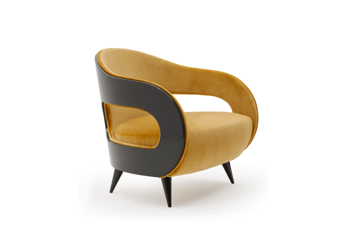 Retro-Chic Mustard Velvet Accent Chair with Black Frame