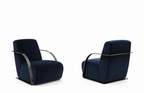 Modern Navy Velvet Accent Chair with Metal Frame