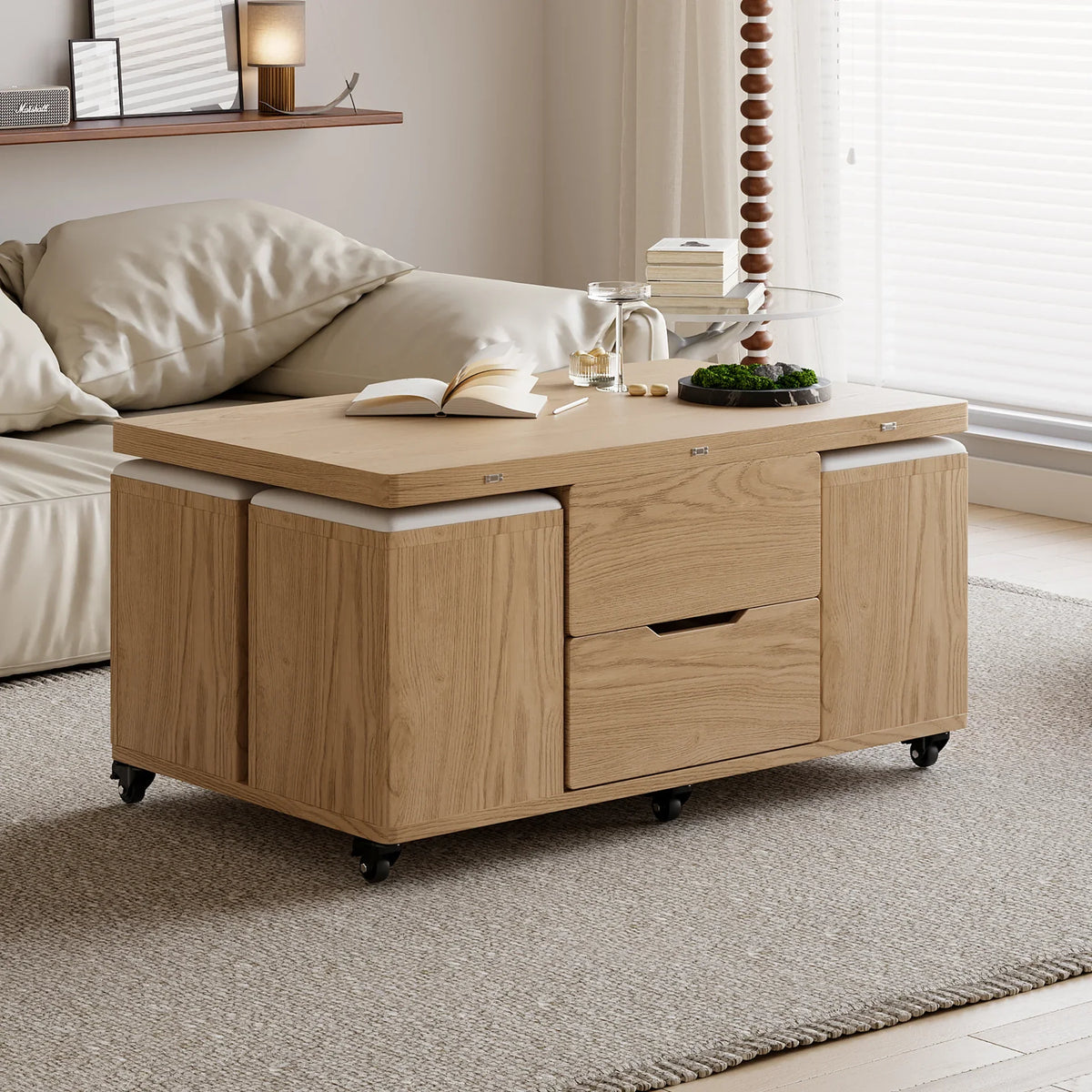 Modern Natural Lift Top Coffee Table
