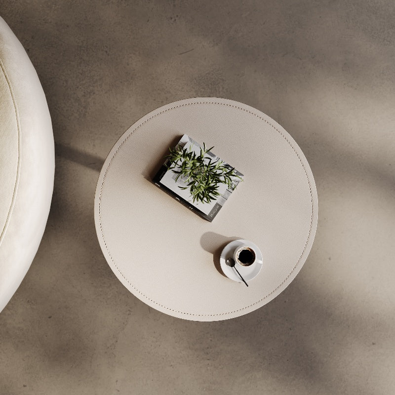 Light Luxury Italian Saddle Leather Side Table
