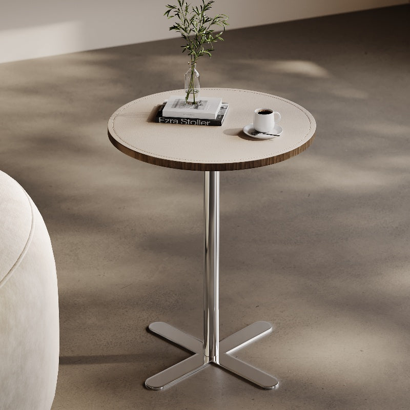 Light Luxury Italian Saddle Leather Side Table