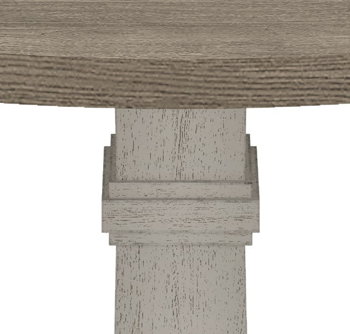 59"W Round White and Gray 5-Pc Dining Table Set