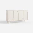 Soft Cream Curved Sideboard Cabinet, Minimalist Buffet Storage for Dining Room 28