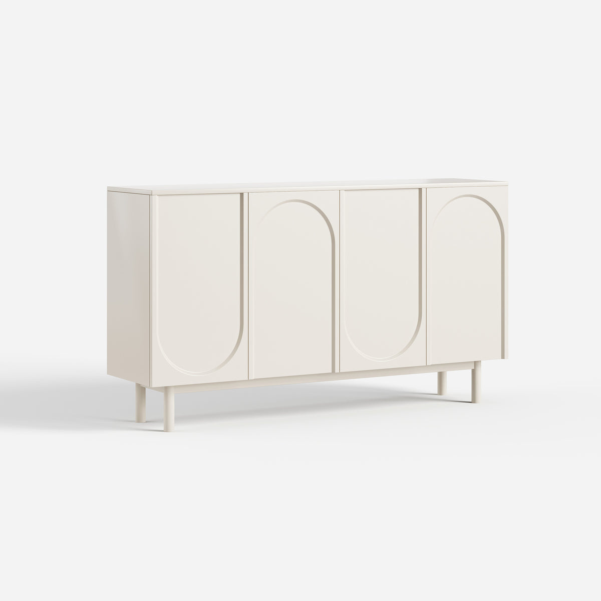 Soft Cream Curved Sideboard Cabinet, Minimalist Buffet Storage for Dining Room 28