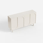 Soft Cream Curved Sideboard Cabinet, Minimalist Buffet Storage for Dining Room 28