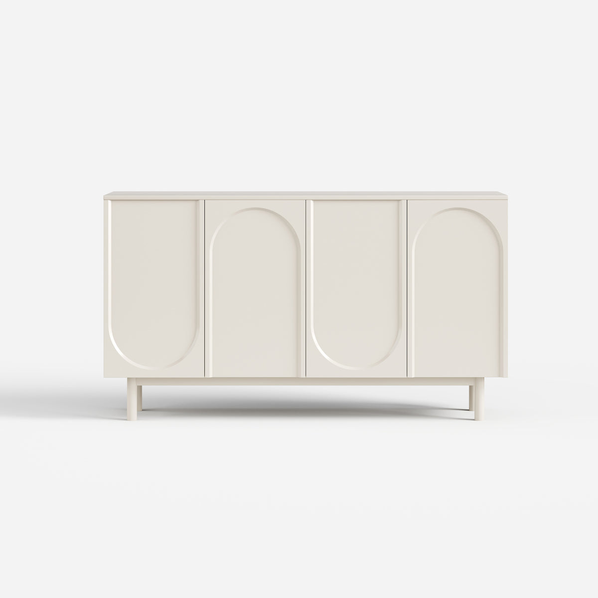 Soft Cream Curved Sideboard Cabinet, Minimalist Buffet Storage for Dining Room 28