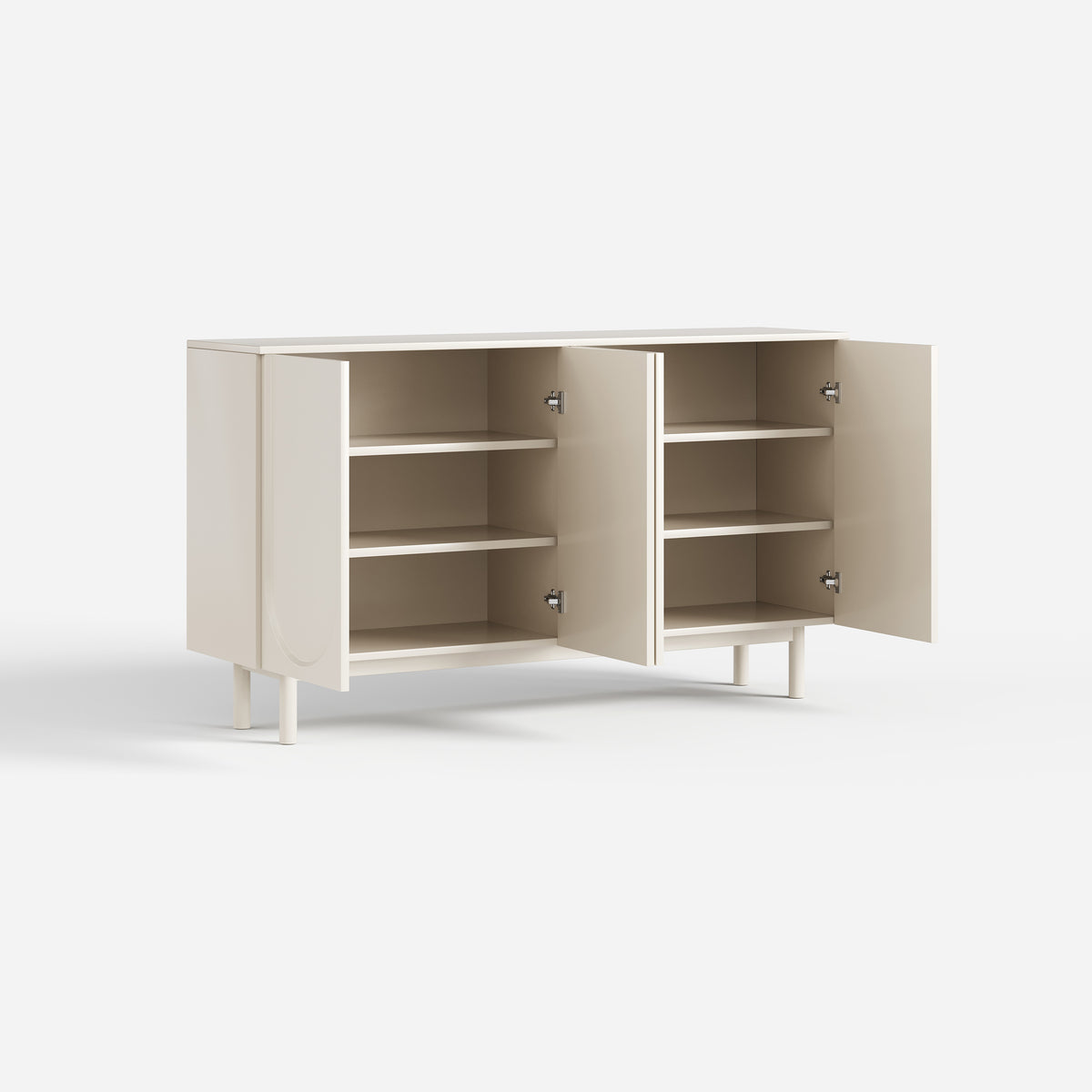 Soft Cream Curved Sideboard Cabinet, Minimalist Buffet Storage for Dining Room 28
