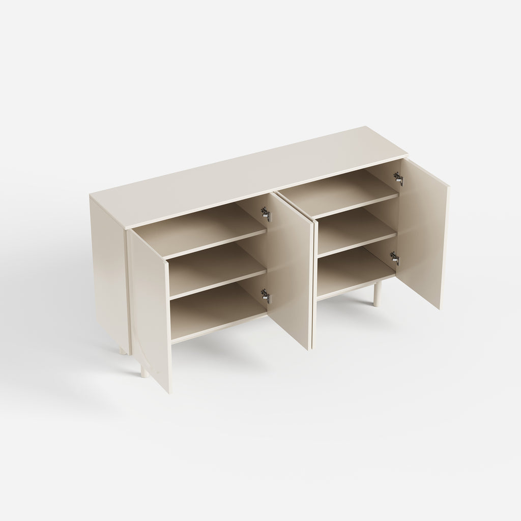 Soft Cream Curved Sideboard Cabinet, Minimalist Buffet Storage for Dining Room 28
