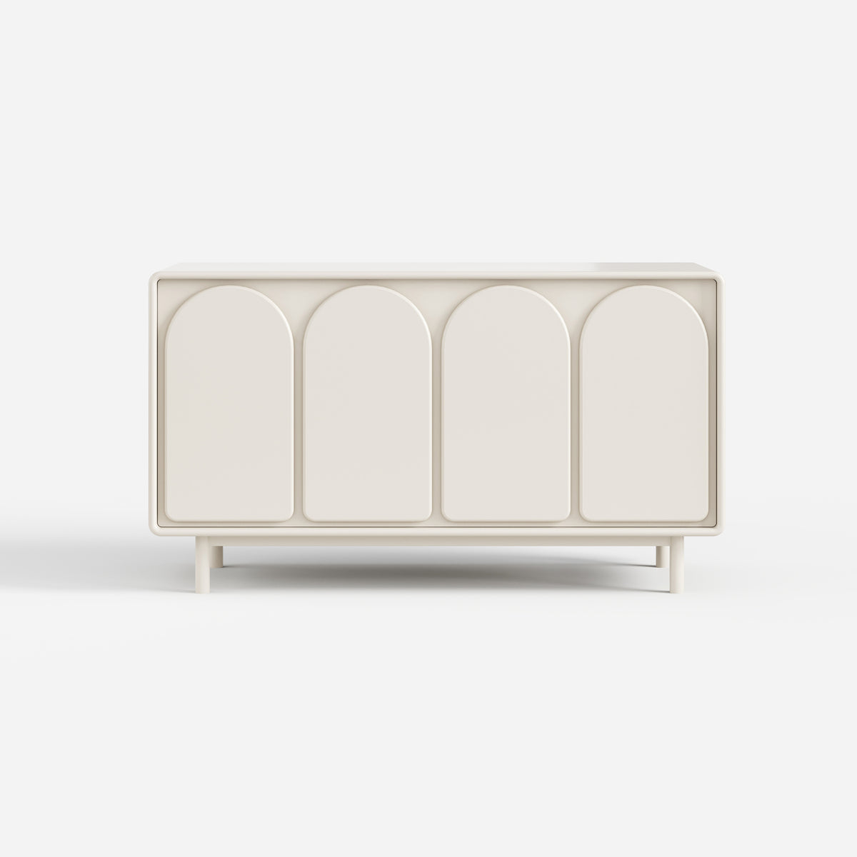 Cream Curved Door Sideboard, Minimalist 4 Doors Buffet Storage Cabinet 29