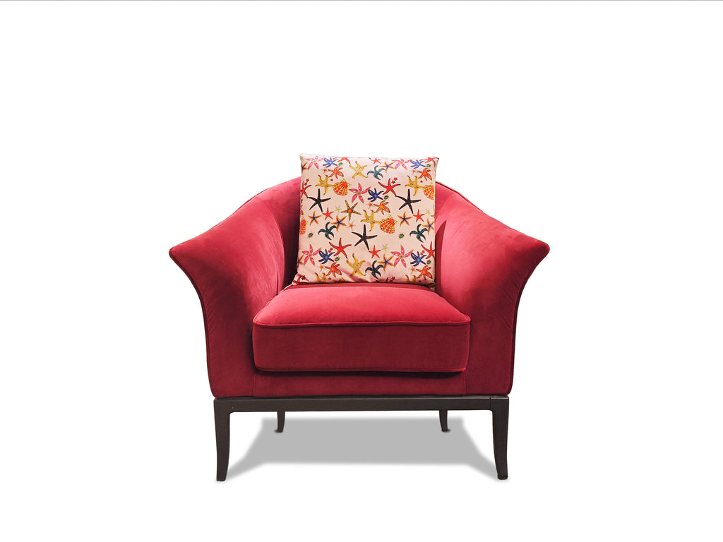 Vivid Crimson Coastal Accent Chair