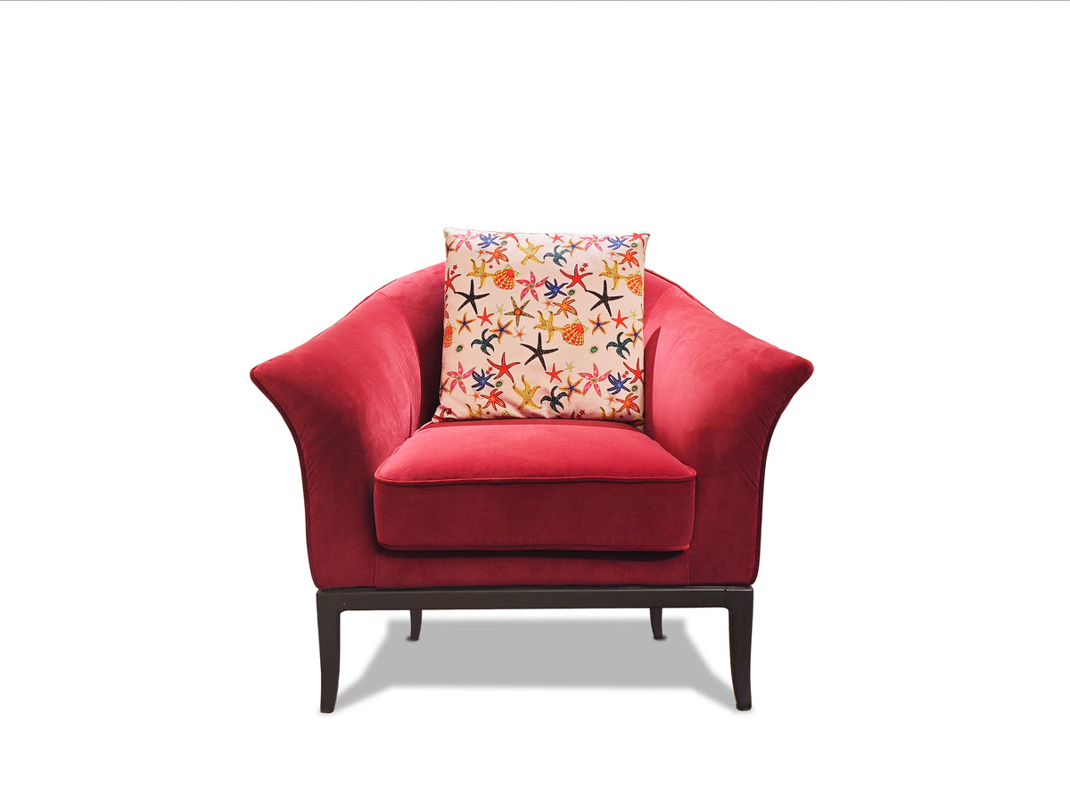 Vivid Crimson Coastal Accent Chair