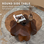 Modern Round Coffee Table with Solid Wood Legs