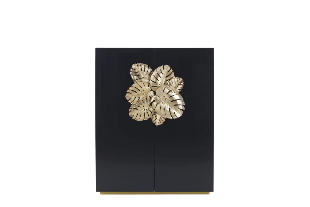 Luxury Gold Leaf-Embellished Wine Cabinet