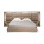 Luxury Marble-Accented Upholstered Mattress with Integrated Nightstands