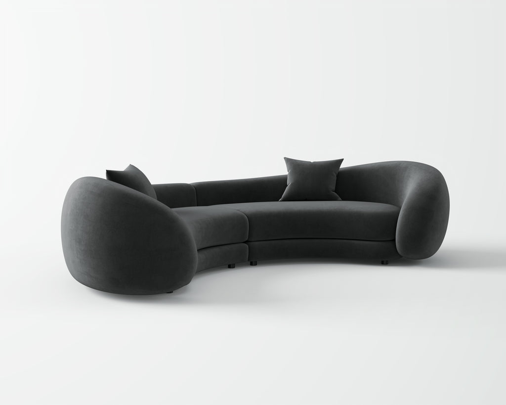 Dark Leather Curved Sofa for Commercial Hotel QY-S1708