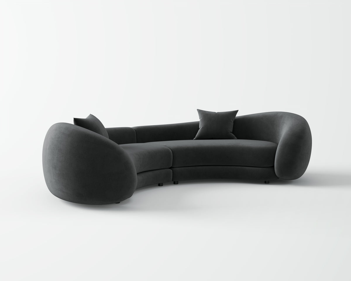 Dark Leather Curved Sofa for Commercial Hotel QY-S1708