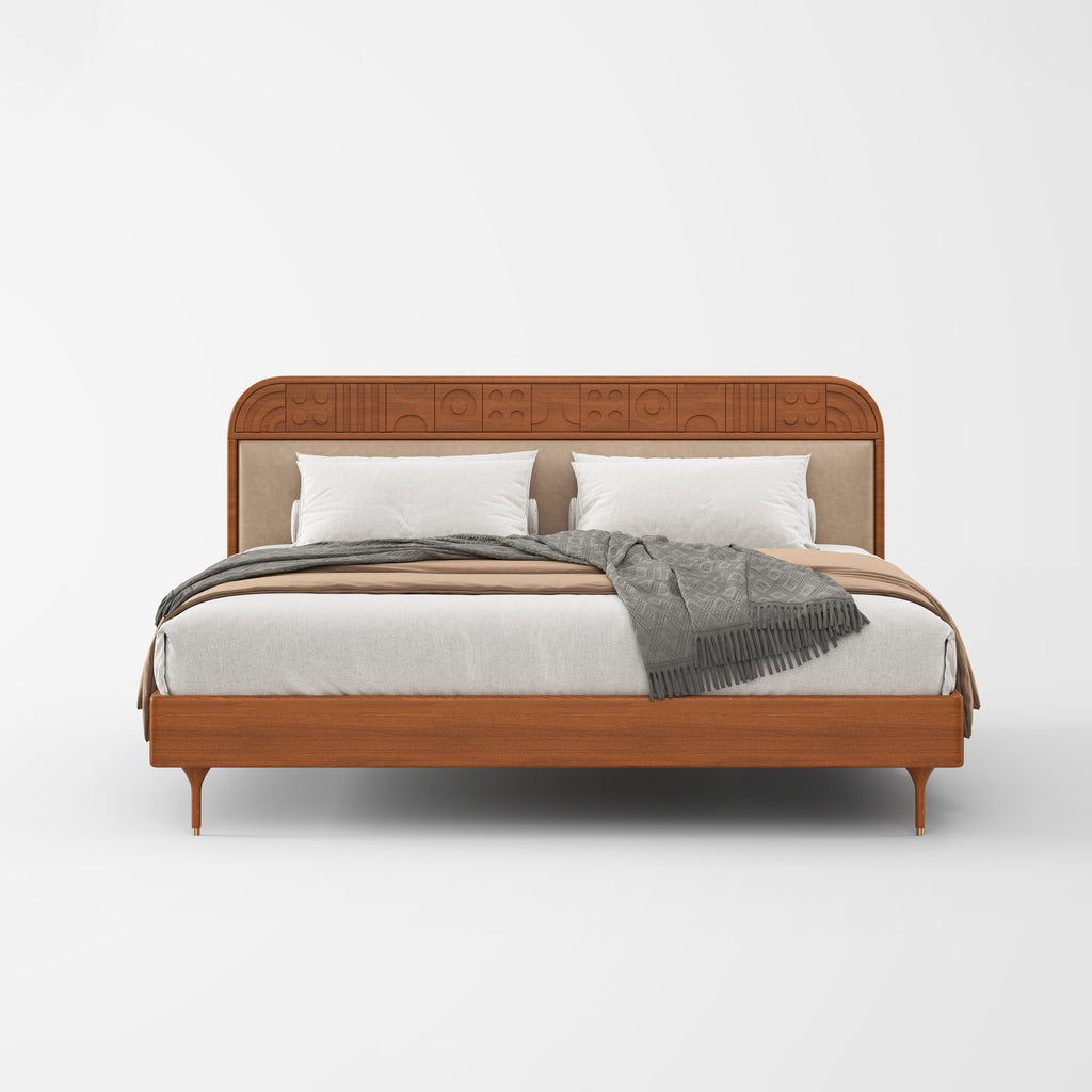Vintage Solid Wood Headboard Upholstered Bed MJ-C46