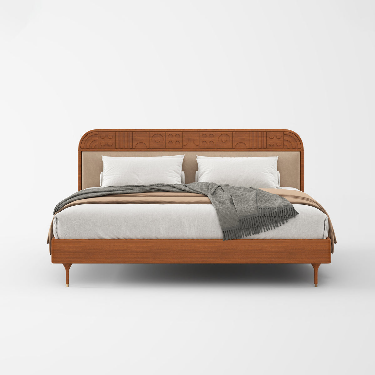 Vintage Solid Wood Headboard Upholstered Bed MJ-C46