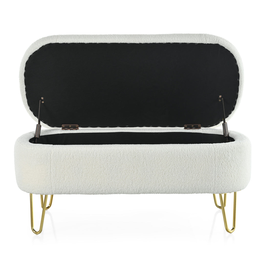 Oval Storage Bench for Living Room Bedroom End of Bed