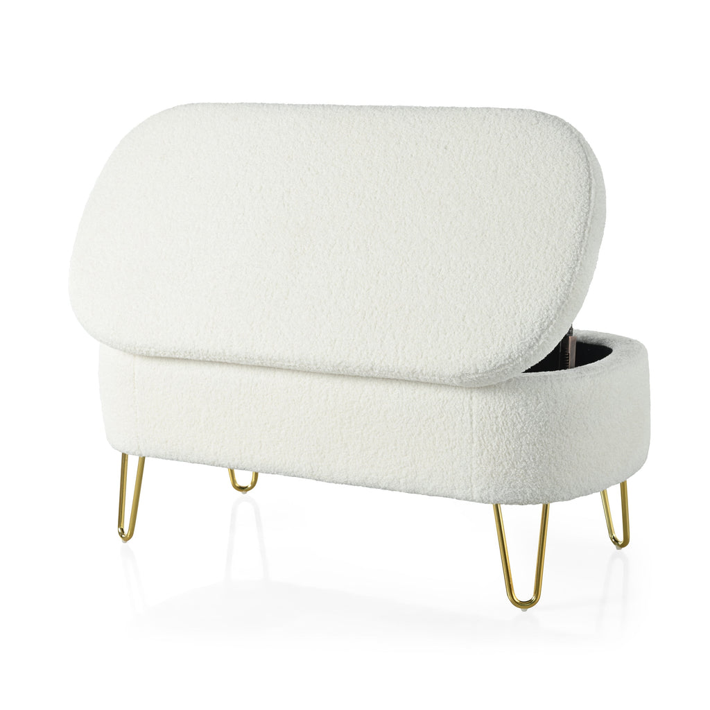 Oval Storage Bench for Living Room Bedroom End of Bed