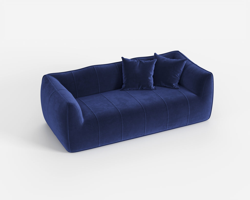 Solid Deep Blue Minimalist Upholstered Sofa for Modern Apartment QY-S1297