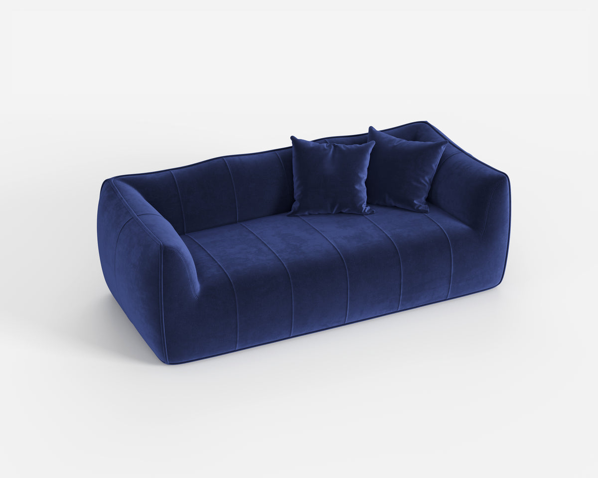 Solid Deep Blue Minimalist Upholstered Sofa for Modern Apartment QY-S1297