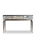Luxury Agate-Inlay Console Cabinet with Metallic Legs