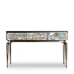 Luxury Agate-Inlay Console Cabinet with Metallic Legs