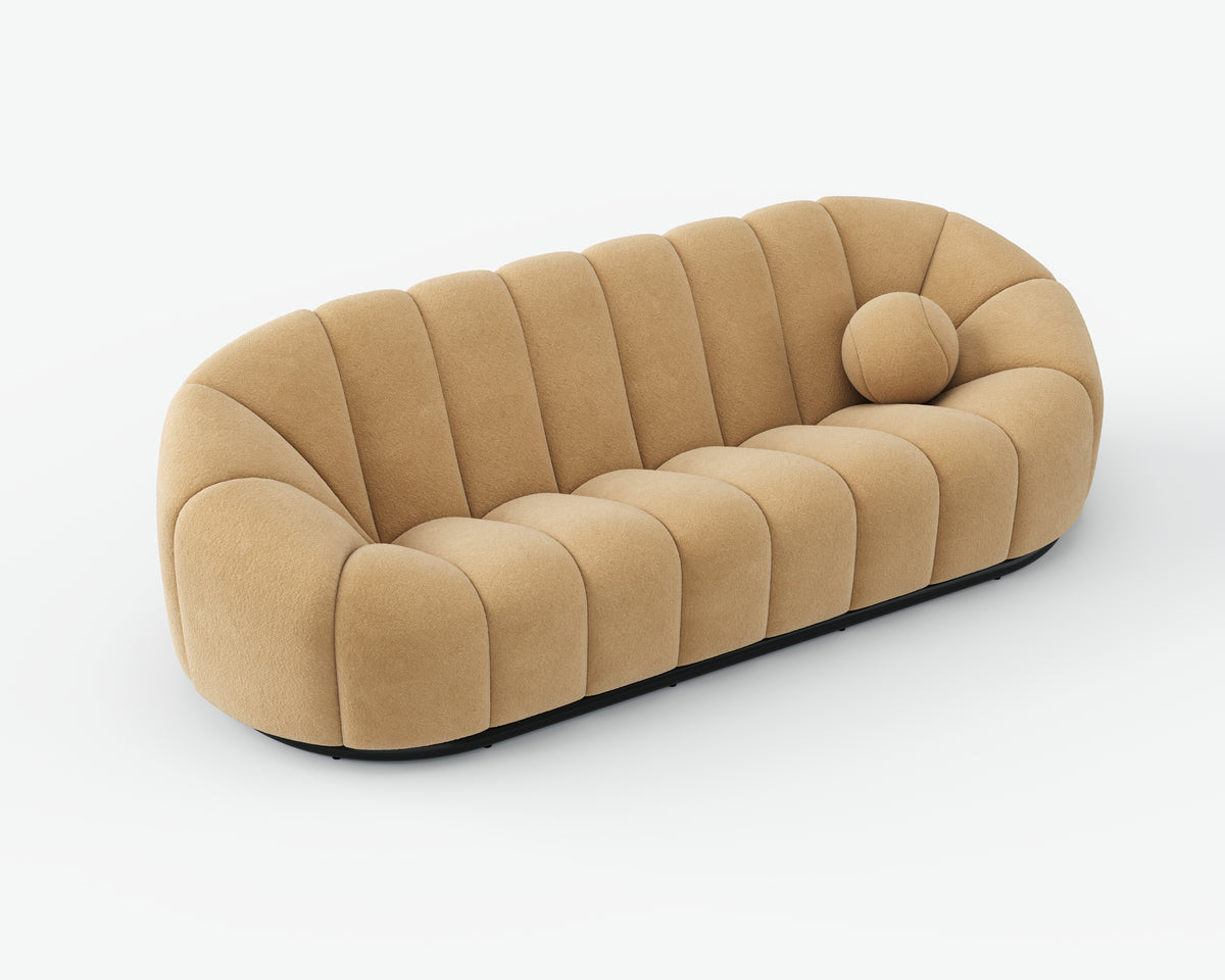 Channel Tufted Beige Bouclé Sofa for Villa Living Room QY-S1215A