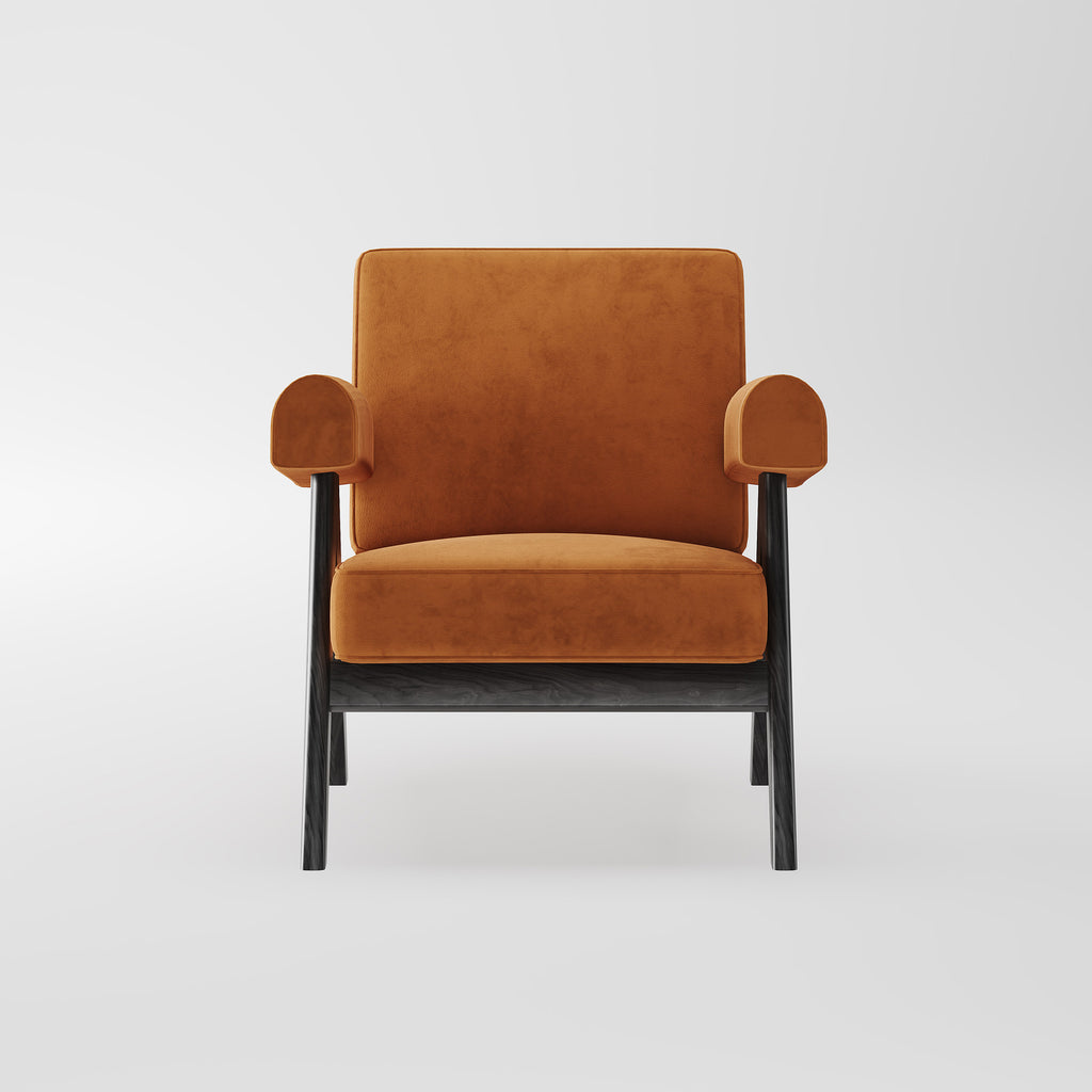 Retro Fabric Armchair with Wood Legs for Hotel Lounge LC-1006