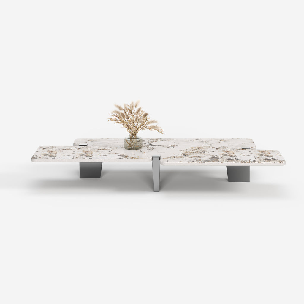 Irregular Natural Marble Coffee Table, Organic Shape Designer Center Table for Luxury Home A010