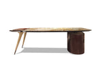 Luxury Marble-Top Executive Desk with Wooden Storage Unit