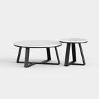Minimalist Nesting Round Coffee Table Set, Sintered Stone Top Center Table for Modern Apartment Living Room A017