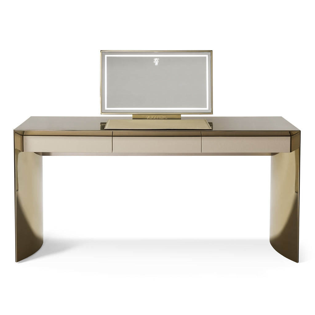 Luxury Gold-Tone Dressing Desk with LED Mirror