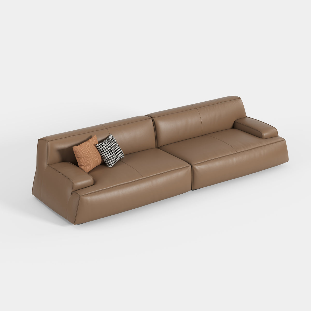 Retro Brown Genuine Leather Sectional Sofa 619