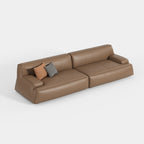 Retro Brown Genuine Leather Sectional Sofa 619