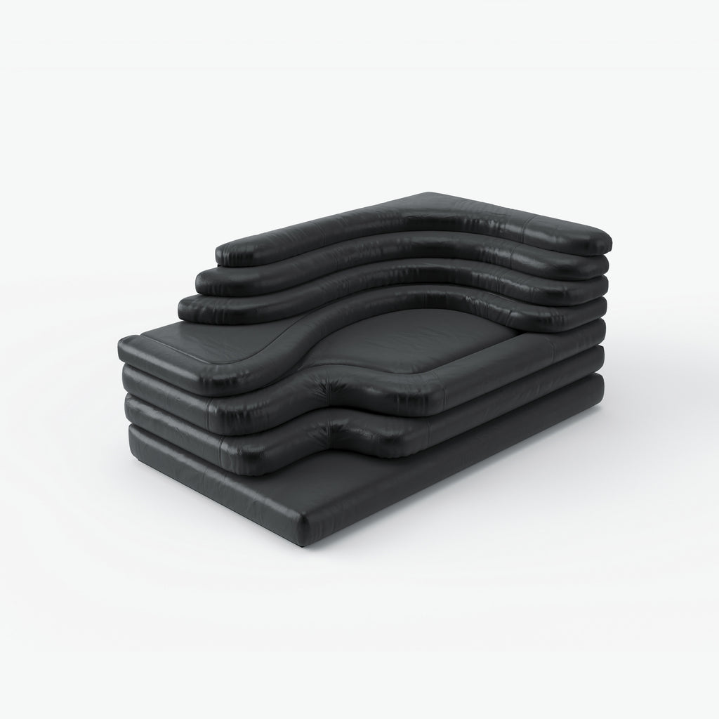 Layered Stacked Black Creative Designer Sofa for High-end Residence QY-S1789