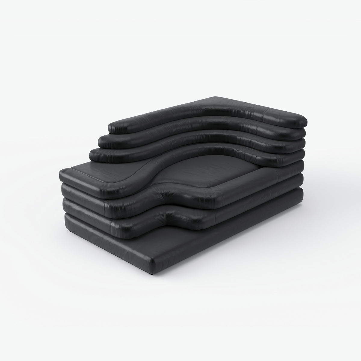 Layered Stacked Black Creative Designer Sofa for High-end Residence QY-S1789