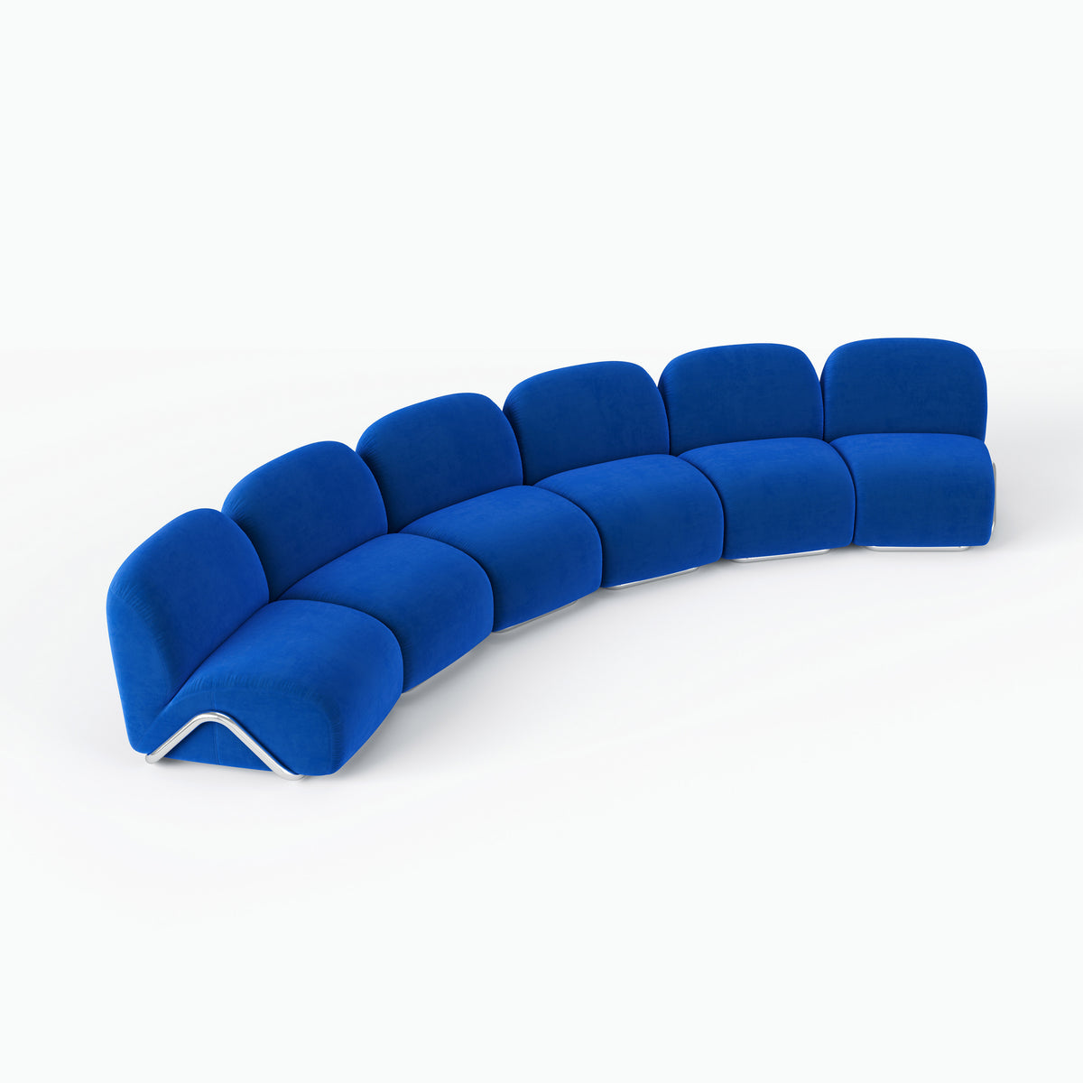 Curved Arc Blue Plush Combination Sofa for Commercial Lounge Space QY-S1584