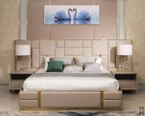 Modern Upholstered Mattress with Integrated Nightstands & Lighting