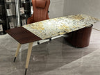 Luxury Marble-Top Executive Desk with Wooden Storage Unit