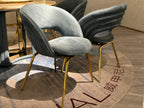 Luxury Blue Velvet Shell Chair with Metallic Legs