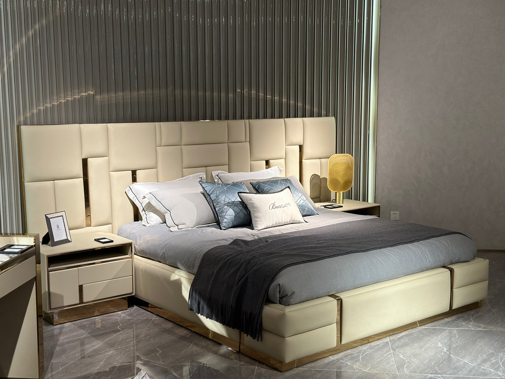 Modern Upholstered Mattress with Integrated Nightstands & Lighting