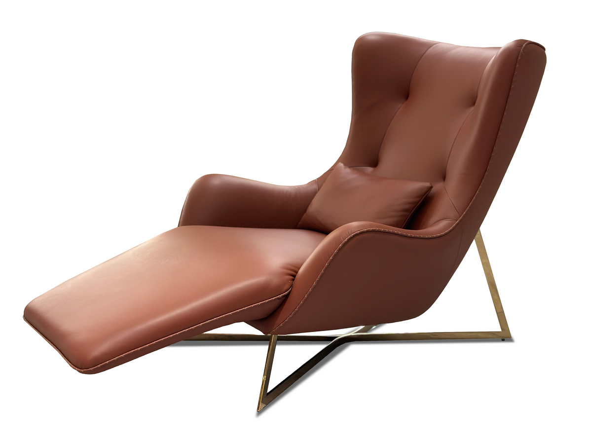 Brown Leather Modern Chaise Lounge