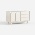 Cream Curved Sideboard Cabinet, Modern Buffet Storage Cabinet with Drawers for Home 30