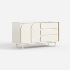Cream Curved Sideboard Cabinet, Modern Buffet Storage Cabinet with Drawers for Home 30
