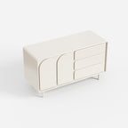 Cream Curved Sideboard Cabinet, Modern Buffet Storage Cabinet with Drawers for Home 30