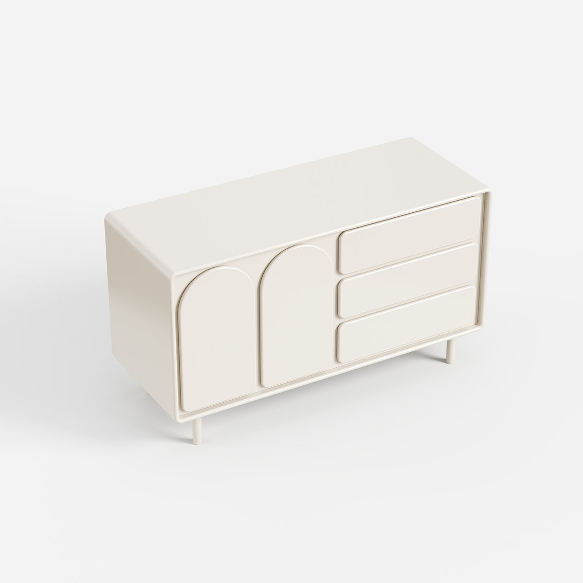 Cream Curved Sideboard Cabinet, Modern Buffet Storage Cabinet with Drawers for Home 30